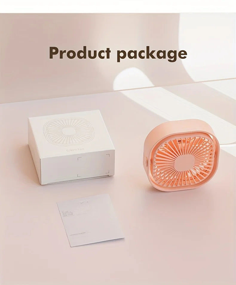 New Ultra-quiet Desk Fan, Suitable for Bedroom, Office, Library, Three Wind Speeds, 360° Rotation, Low Noise, Portable Mini Fan