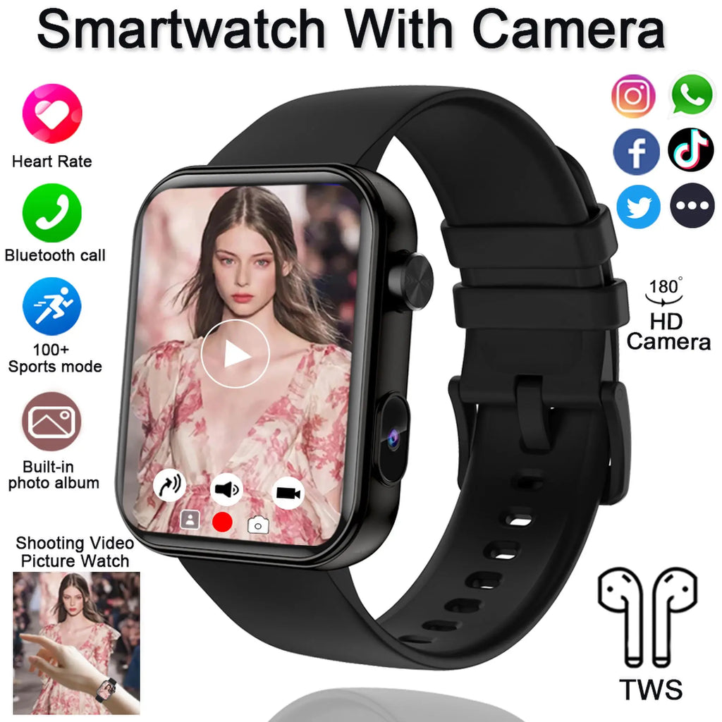 New Smart Watch Women Men Camera Take Photo Record Video Heart rate Sports Fitness Waterproof Bluetooth Call For Android iPhone