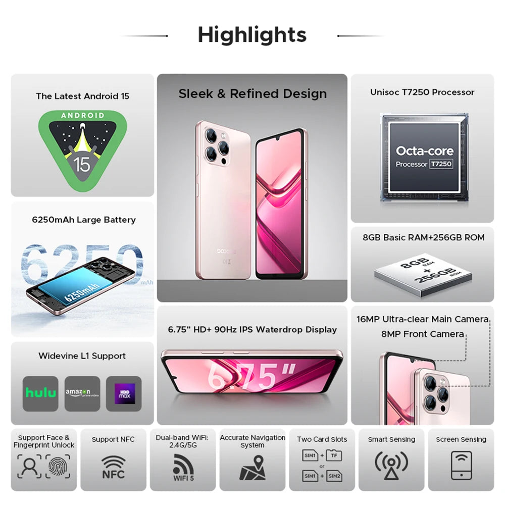 DOOGEE Note 58 Pro 5G Smartphone: 8GB RAM, 256GB Storage, Gold Edition AE Tidesmit
