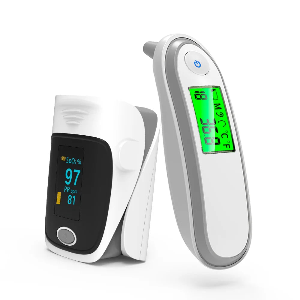 Medical Fingertip Pulse Oximeter Medical Ear forhead Body Infrared Thermometer home Saturation Meter portable  oximetro de pulso
