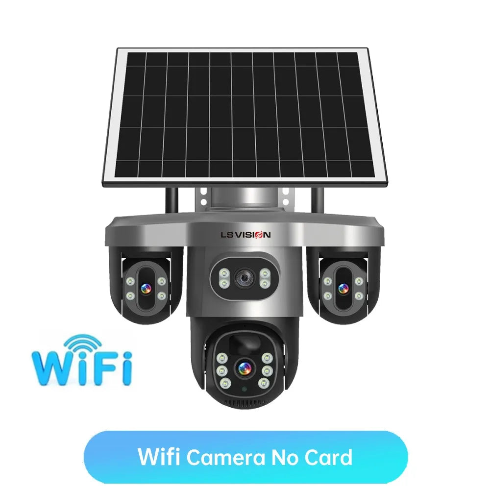 LS VISION 15MP 4G Wifi Solar Camera 3-Screen 10X Zoom PTZ 360°Rotatable PIR Human Detect CCTV Security Video IP Camara V380 Pro