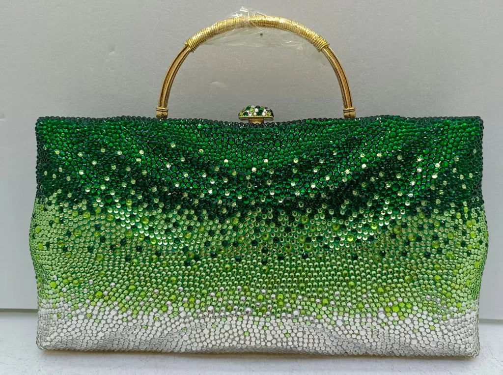 XIYUAN Lady Large Capacity Luxury Evening Bag Elegant Gold Rhinestone Handbag for Women Wedding Party Full Crystals Clutch Purse