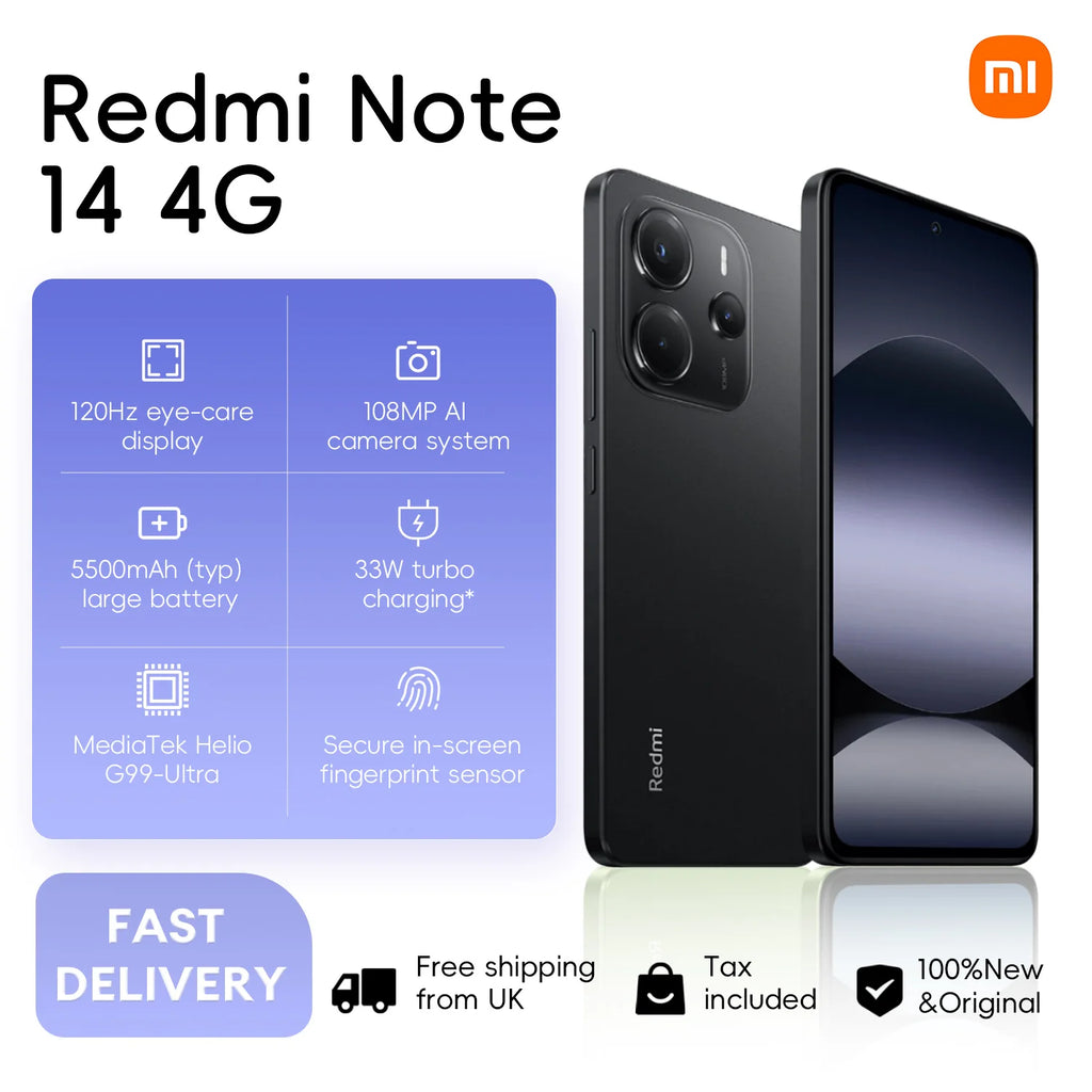Xiaomi Redmi Note 14 4G 128GB - 6.67 AMOLED Performance Smartphone AE Tidesmit