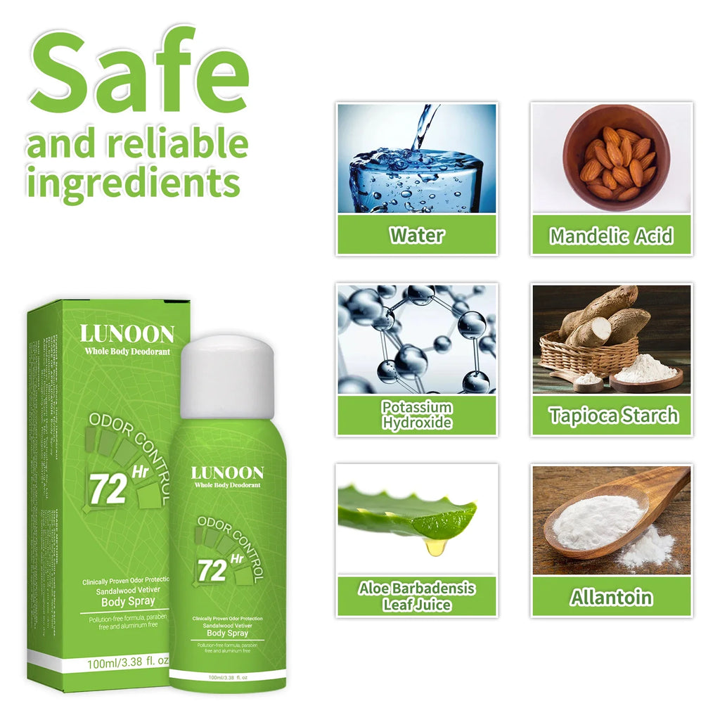 Tidesmit long-lasting underarm antiperspirant spray for odor control, sweat protection, and skin moisturizing.