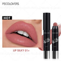 PECOLOVERS silky moisturizing lipstick pen in dusty rose, featuring a creamy, lustrous finish for defined lips.