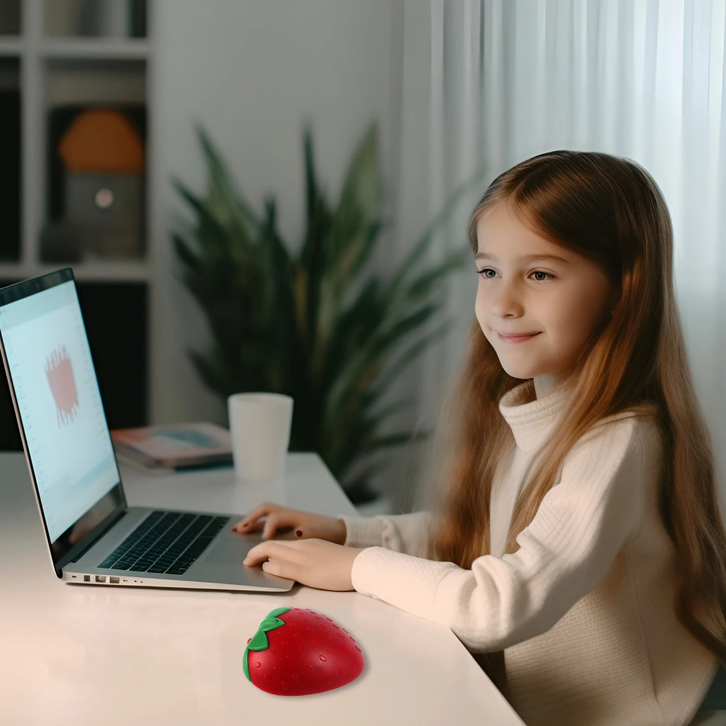Wireless Cute Mouse 2.4G Bluetooth Dual-mode Strawberry Appearance Mute Button Light Weight Portable Office Use Gift For Girl