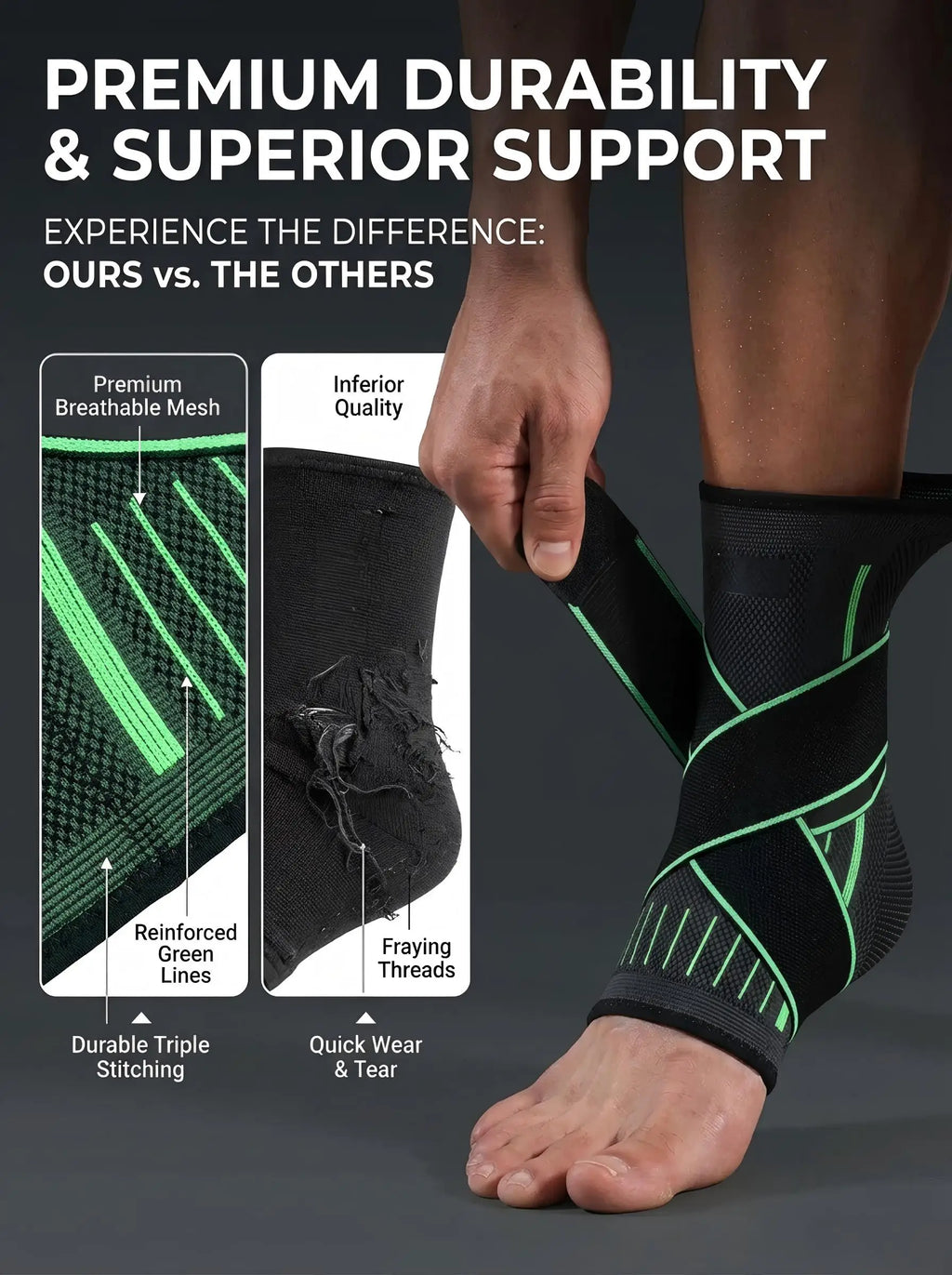 VBOSI Adjustable Compression Ankle Brace Support for Men Women, Breathable Sports Ankle Stabilizer for Basketball Running Sprain