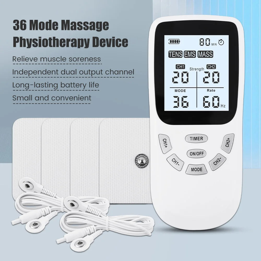 TENS Unit Muscle Stimulator - 36-Mode Portable Rechargeable Massager Body Shaping Massage Equipment Tidesmit