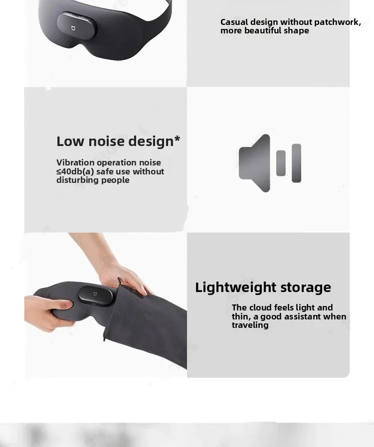 Smart Massage Eye Mask | 3D Heat Therapy & App Control - Black Relaxation Treatment Tidesmit