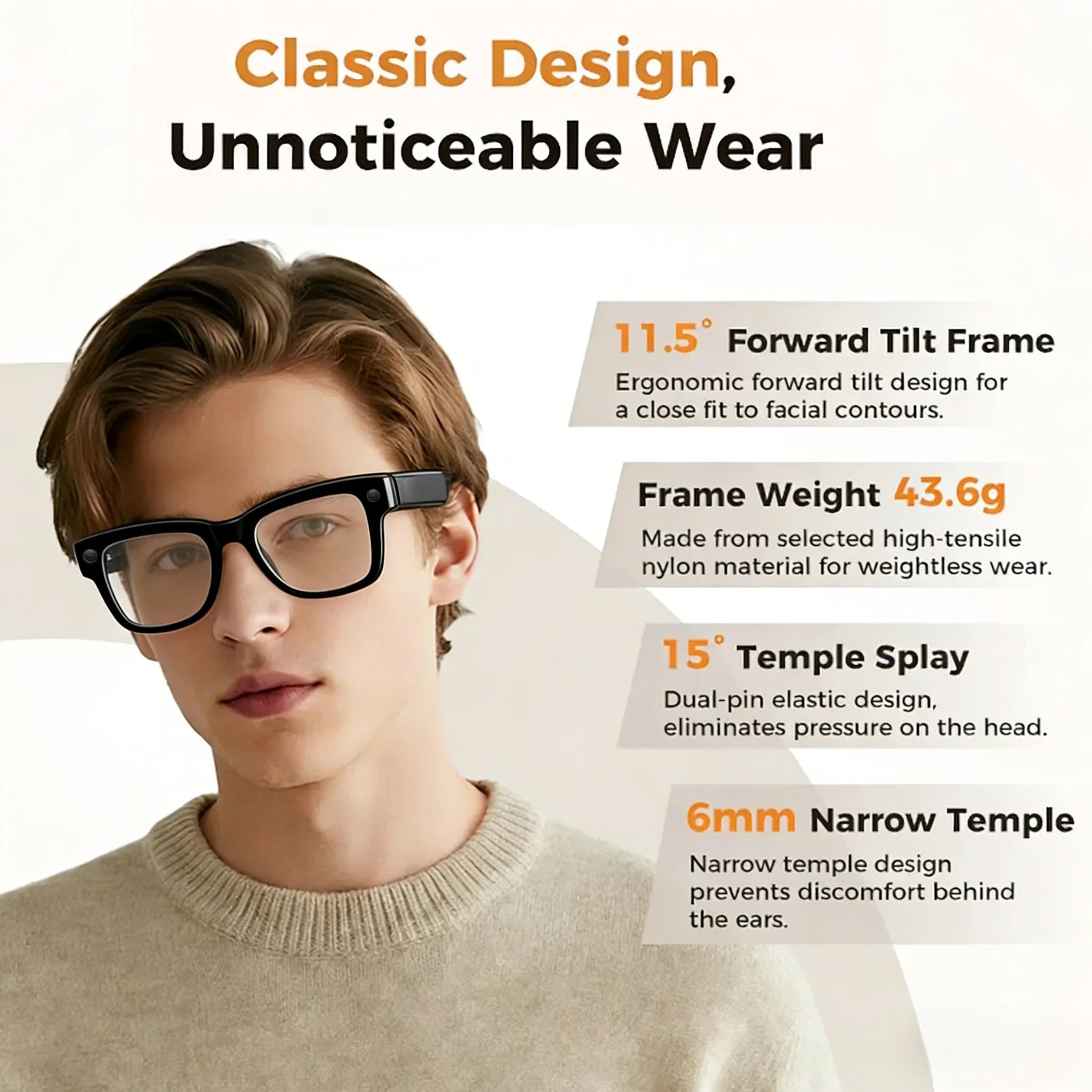 Tidesmit AI Smart Glasses: 4K Camera & Spatial Audio Bluetooth Eyewear Tidesmit