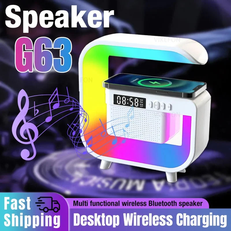 Portable Bluetooth Speaker with RGB Light, Wireless Charging & FM Radio Tidesmit