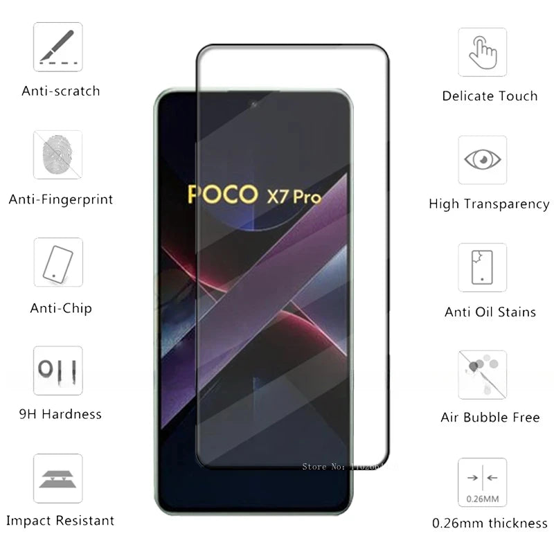 6-in-1Tempered Glass For Xiaomi Poco X7 Pro Lens Glass For Poco X7 Pro Protective Full Screen Protector For Poco X7 Pro AE Tidesmit