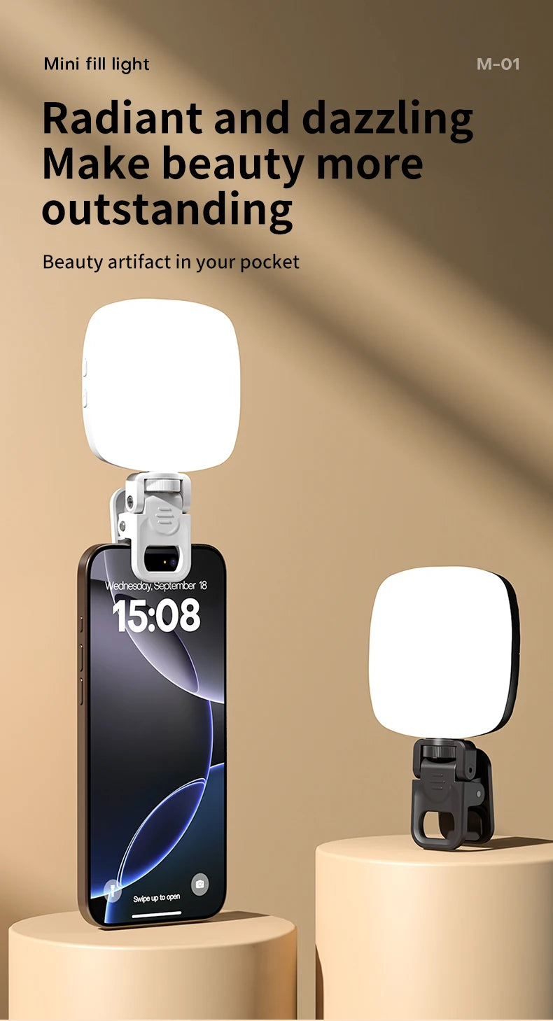 Portable LED Selfie Light - Rechargeable Video Lighting for Content Creation Tidesmit
