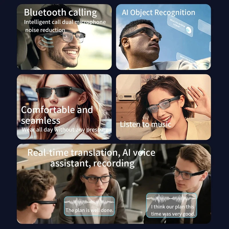 AI Smart Glasses with Bluetooth Audio & Translation | Tidesmit Tidesmit