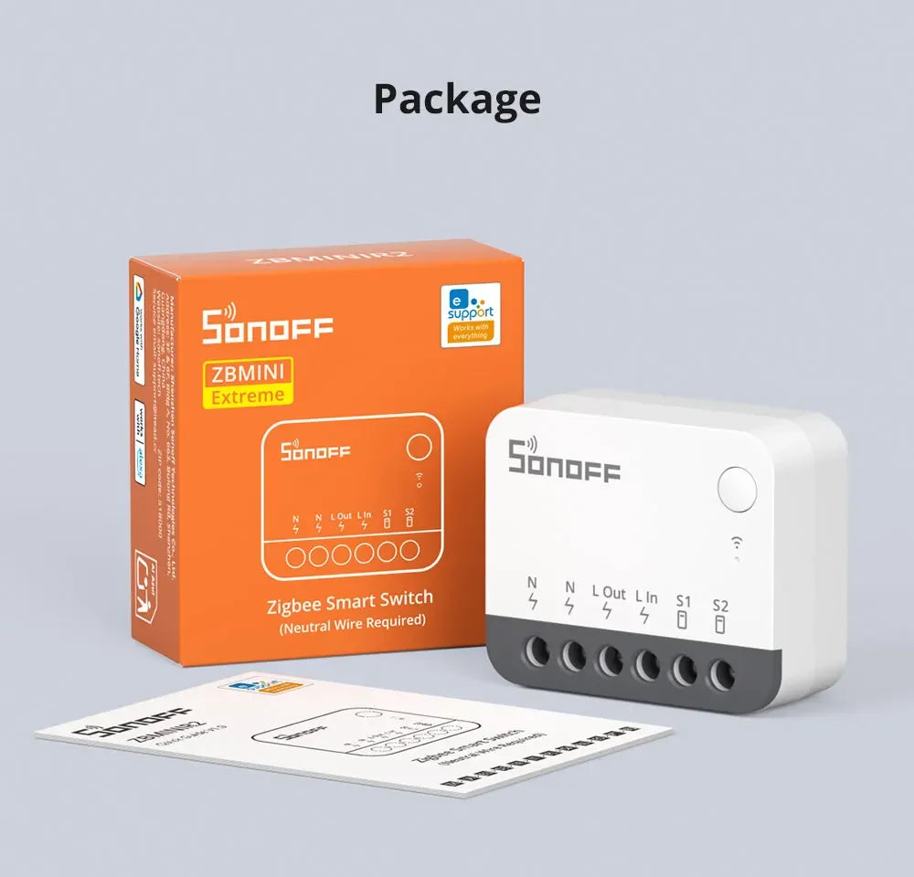Zigbee Smart Switch ZBMINIR2 - Compact 2-Way Smart Home Automation Module Tidesmit