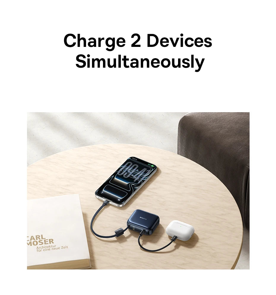 Tidesmit 10000mAh Fast Charging Power Bank with Built-in USB-C Cable Tidesmit