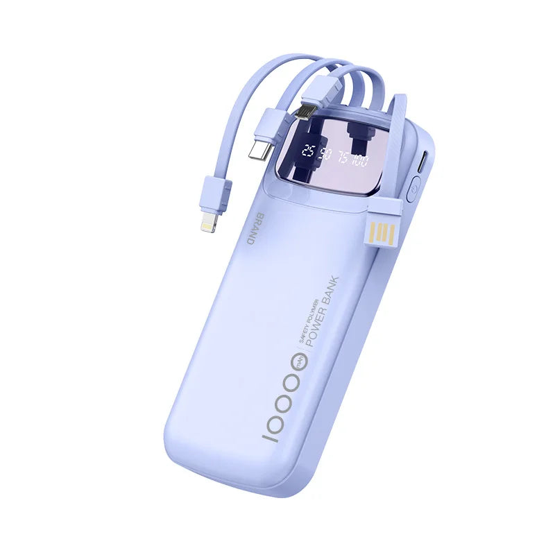 Portable Charger 10000mAh with Integrated USB-C Cable | Tidesmit Lavender purple Tidesmit