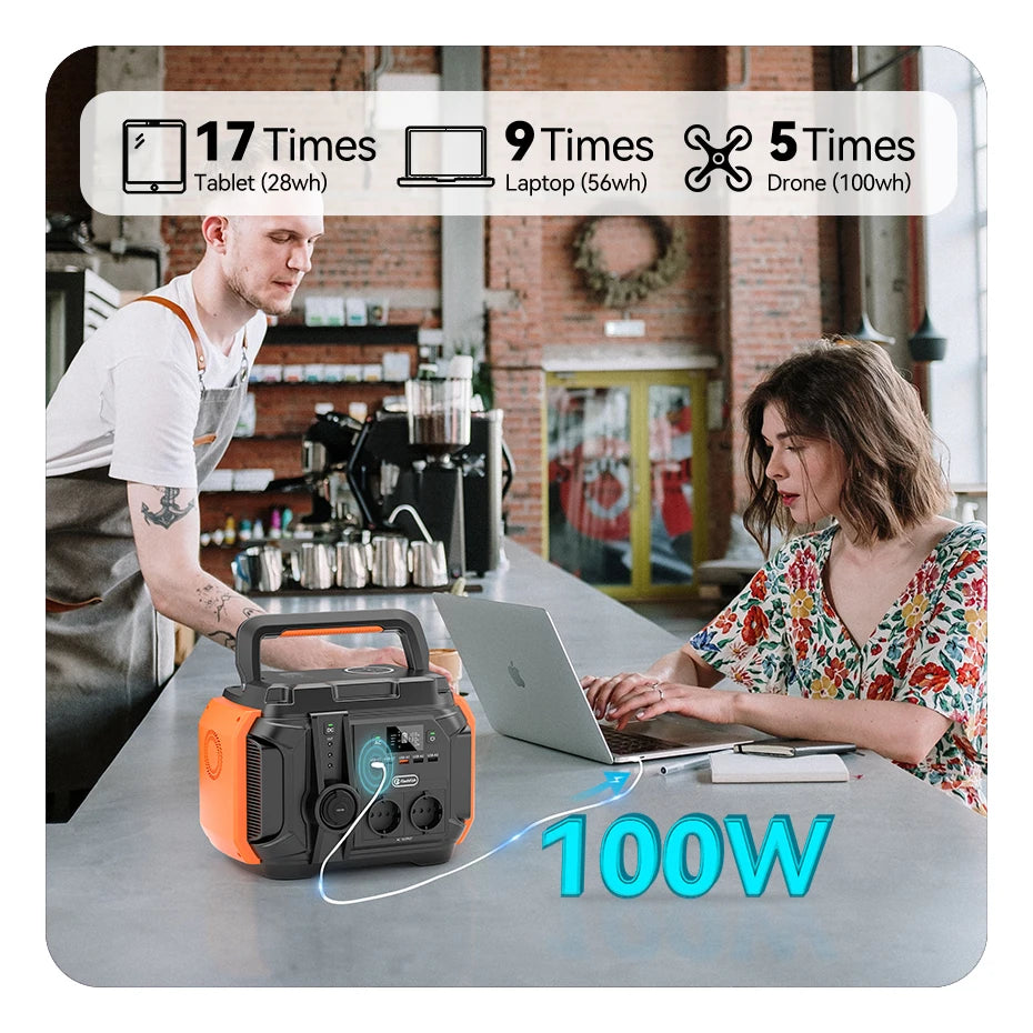 Portable Power Station 600W 540Wh Solar Generator for Outdoor Camping Tidesmit
