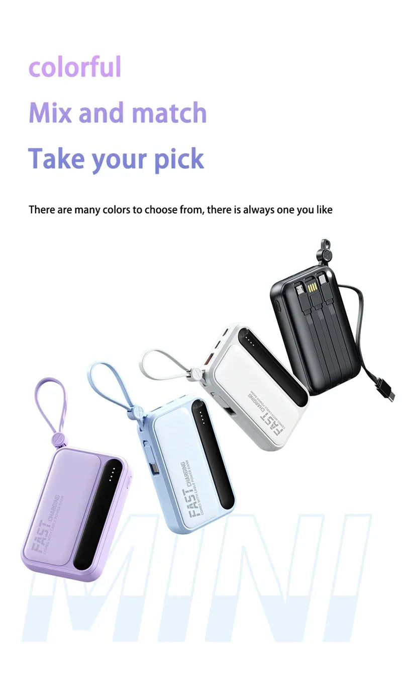 Tidesmit Portable Charger: Fast Charging Power Bank with 4 Cables Tidesmit
