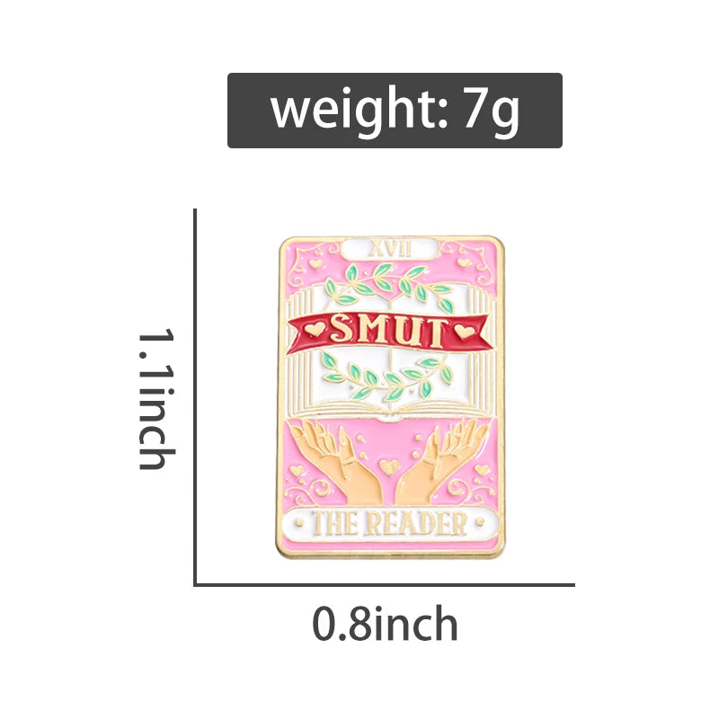 SMUT THE READER Brooch Tarot Card Enamel Pin Fashion Cartoon Lover Book Brooch Lapel Backpack Badge Jewelry Gift For Friends
