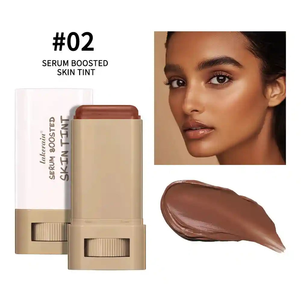 Tidesmit serum boosted foundation stick showing silky texture and shade blend for natural skin tone coverage