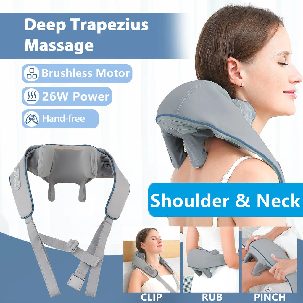Electric Neck and Shoulder Massager - Cordless Deep Tissue Heat Therapy Body Shaping Massage Equipment Tidesmit