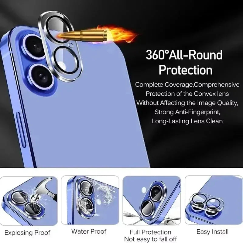 iPhone 16 Camera Lens Protector 5-Pack - 9H Tempered Glass Tidesmit