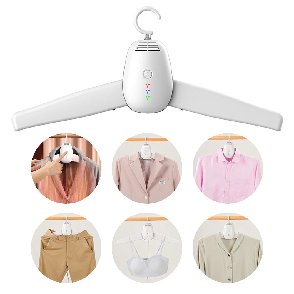 Tidesmit portable foldable electric clothes dryer with UV sterilization features for travel laundry, side view.