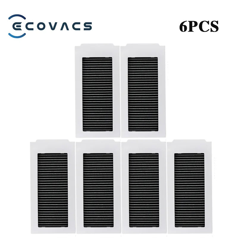 Ecovacs replacement filter kit, 6 black rectangular filters