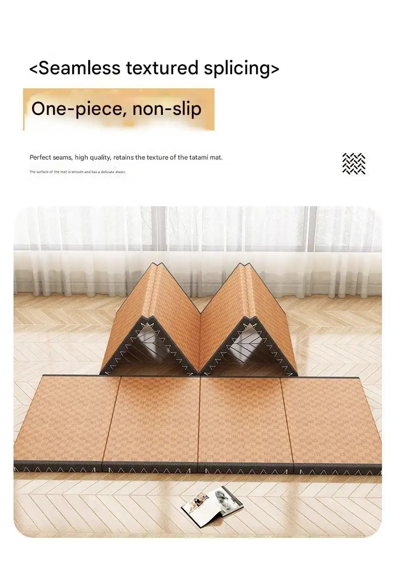 3cm/5cm Thick Japanese Style Folding Tatami Mattress with Artificial Rattan Surface Coir Core for Yoga Meditation Cooling Mat