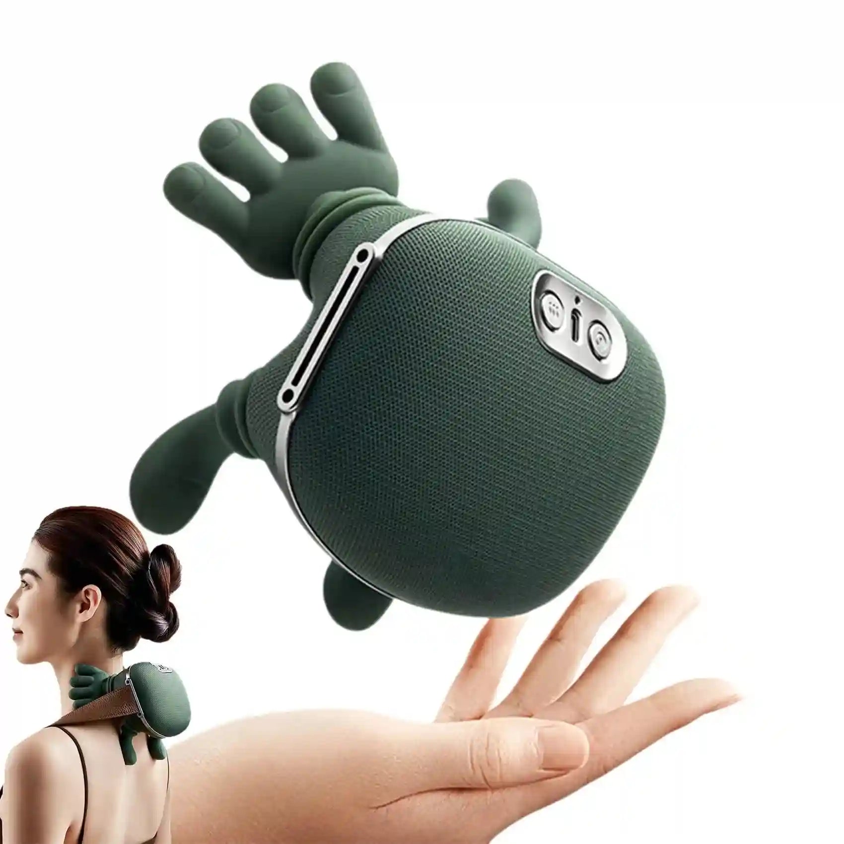 Electric Neck and Shoulder Massager with Heat - 3-Level Roller Massage Roller Mesh fabric Green Tidesmit