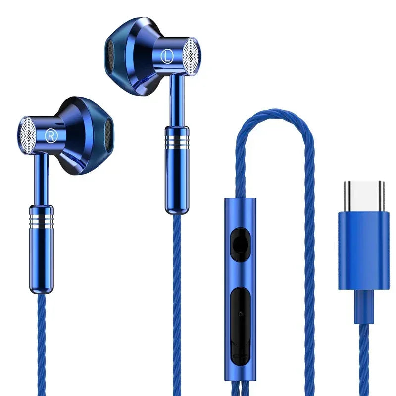 Wired Earbuds HiFi Stereo Bass with Mic Tidesmit 3.5mm or Type C Tidesmit