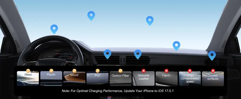 Magnetic Wireless Car Charger with Cooling Fan for iPhone 15-17 Tidesmit