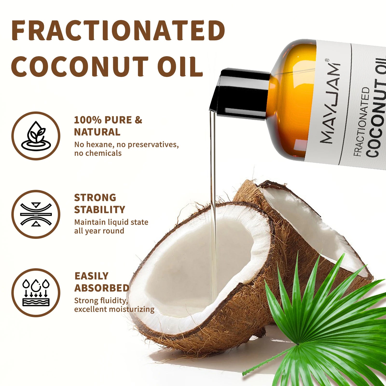 MAYJAM 473ml Castor Jojoba Vegetable Glycerin Grapeseed Fractionated Coconut Pure Natural Carrier Oil for Skin Care & Hair Care