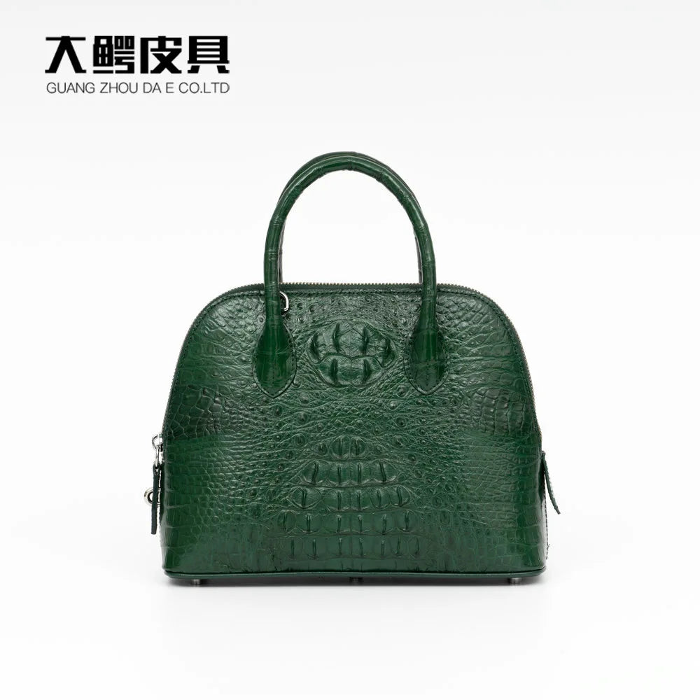 2024 Large Crocodile Leather Women's Bag Fashion Bowling Lady Handbag Genuine Leather Shuolder Crossbody Bag Travel Shell Bag 45