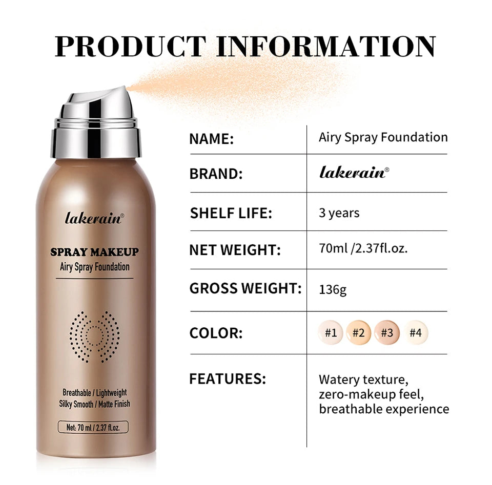 Tidesmit lightweight breathable foundation spray providing a matte waterproof finish for natural face makeup