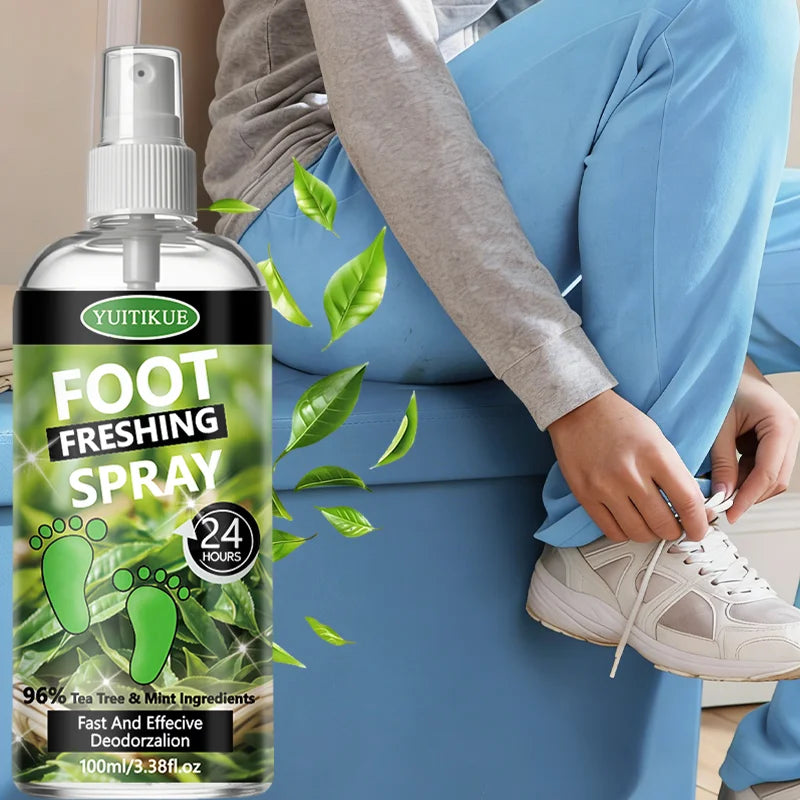 Tidesmit YUITIKUE Tea Tree foot deodorant spray to eliminate odor and refresh feet and shoes with long-lasting scent.