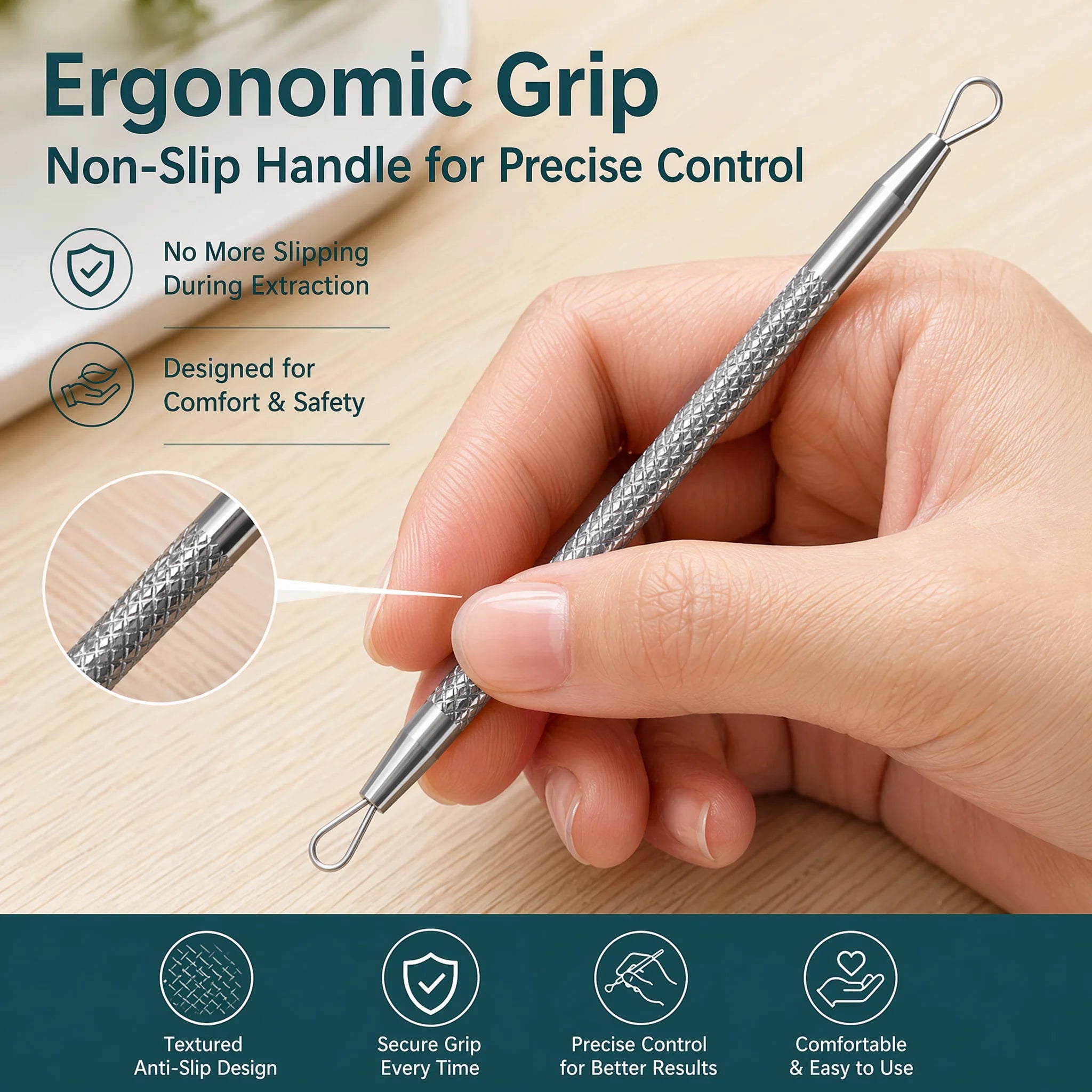 Stainless Steel Acne Needle Set of 8 Pieces, High-Density Blackhead Tweezers, Professional Acne Extraction Needles, Tool for Removing Closed Comedones, Portable Storage Set for Home and Beauty Salon Use
