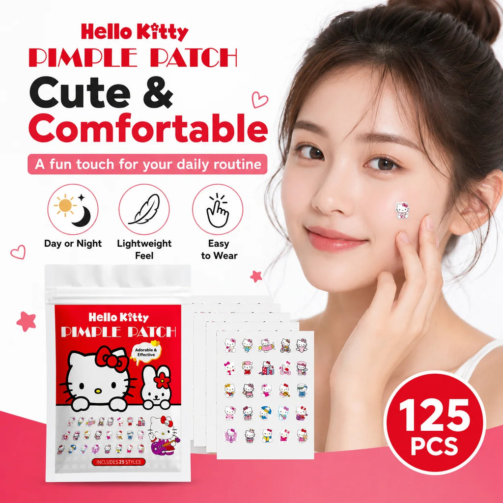 125PCS Sanrio Hello Kitty Acne Patch, Hydrocolloid Acne Patch, Makeup Blemish Pimple Patch, Waterproof and Sweatproof
