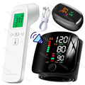 New LED Wrist Blood Pressure Monitor English Voice Broadcast Sphygmomanometer Tonometer BP Monitor Forehead Digital Thermometer