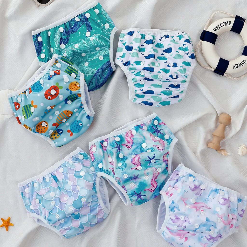 3Pcs/Set Baby Swim Diapers Reuseable Washable & Adjustable for Swimming Lesson & Baby Shower Gifts Cloth Diapers Pool Pant