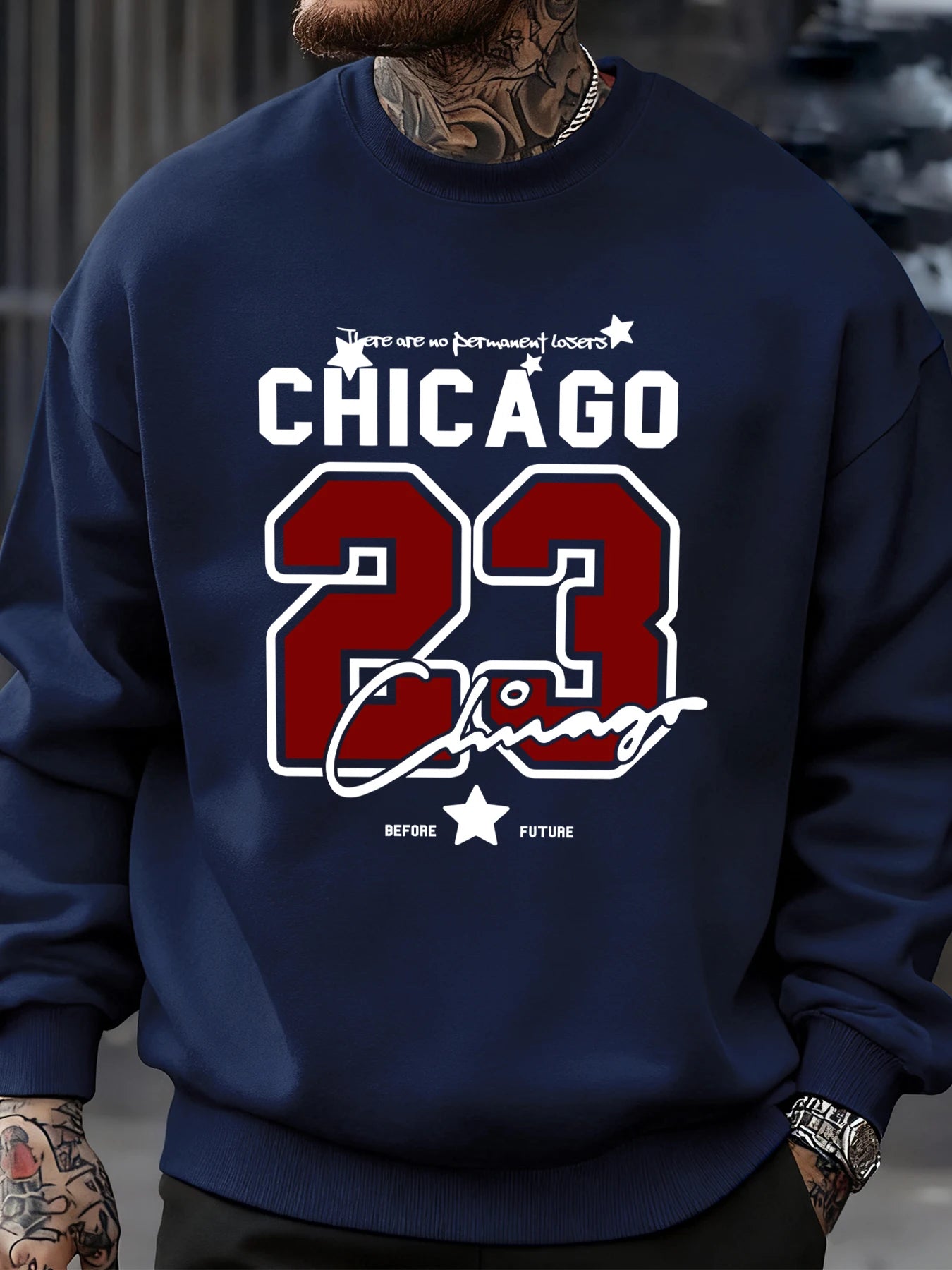 Chicago Number 23 Jersey Prints Male Sweatshirt Trendy Hip Hop Streetwear Crewneck Autumn Clothes Fleece Casual Pullover