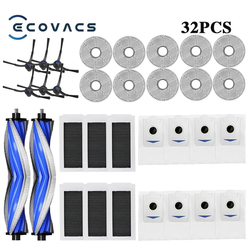 32-piece replacement cleaning kit for robot vacuum: brushes, roller, foam filters, bags