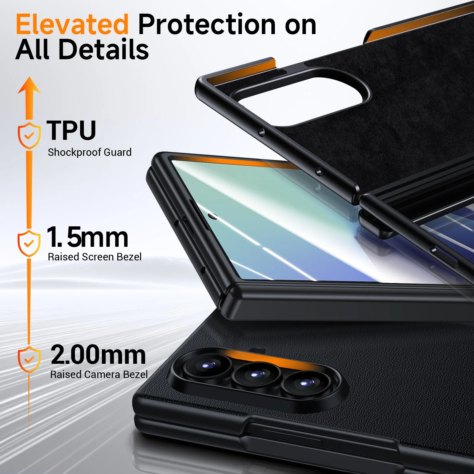 Samsung Galaxy Z Fold 7 Leather Case, Slim Magnetic Shock-Absorbing Cover Tidesmit