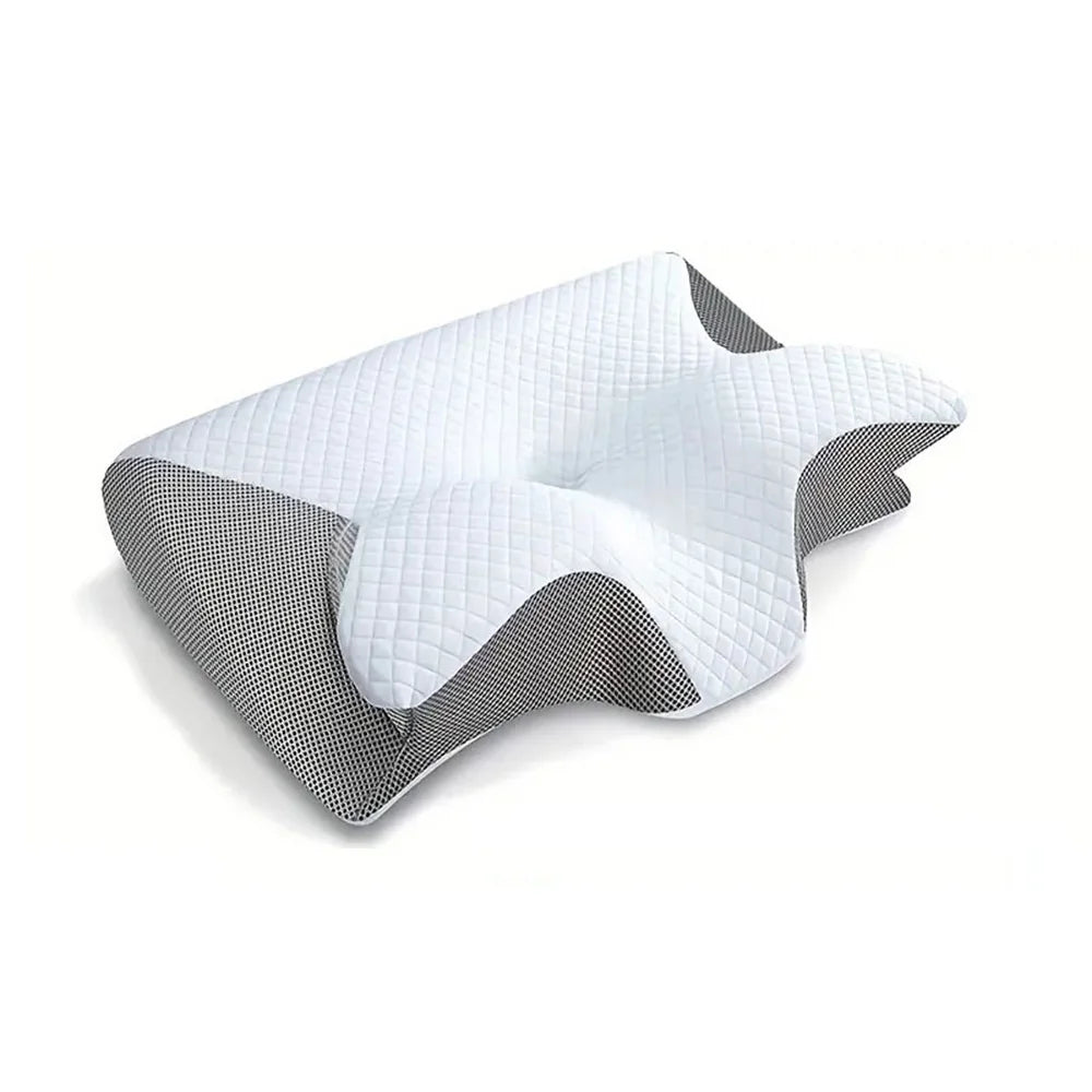 Memory Foam Neck Pillow for Cervical Support - Ergonomic Tidesmit Design Back Massage Instrument Light Gray Tidesmit