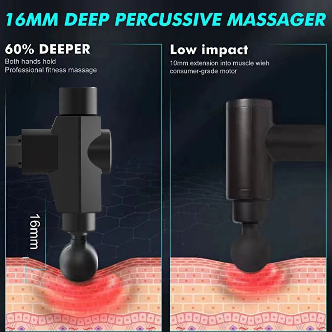 Deep Tissue Massage Gun - 16mm Amplitude Percussive Therapy Device Fascia Gun Tidesmit