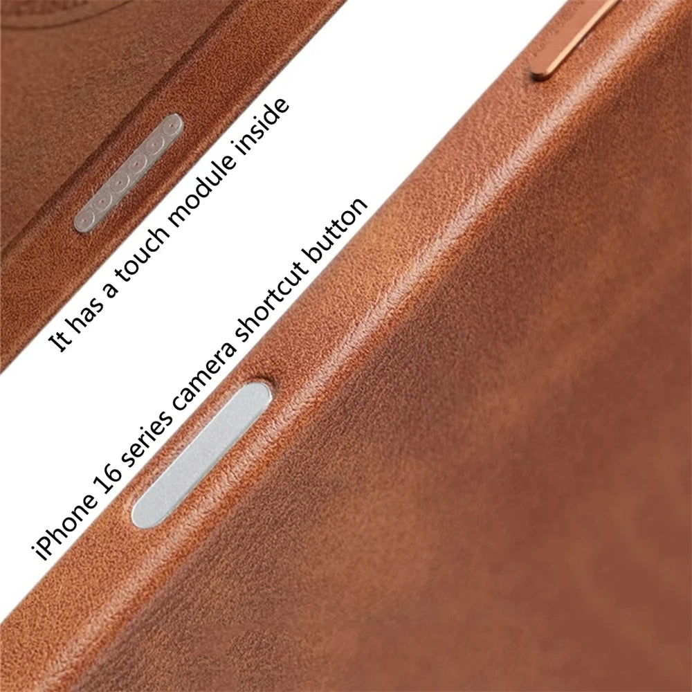 Magnetic Leather Case for iPhone 17 Pro Max with Alloy Lens Protection Tidesmit