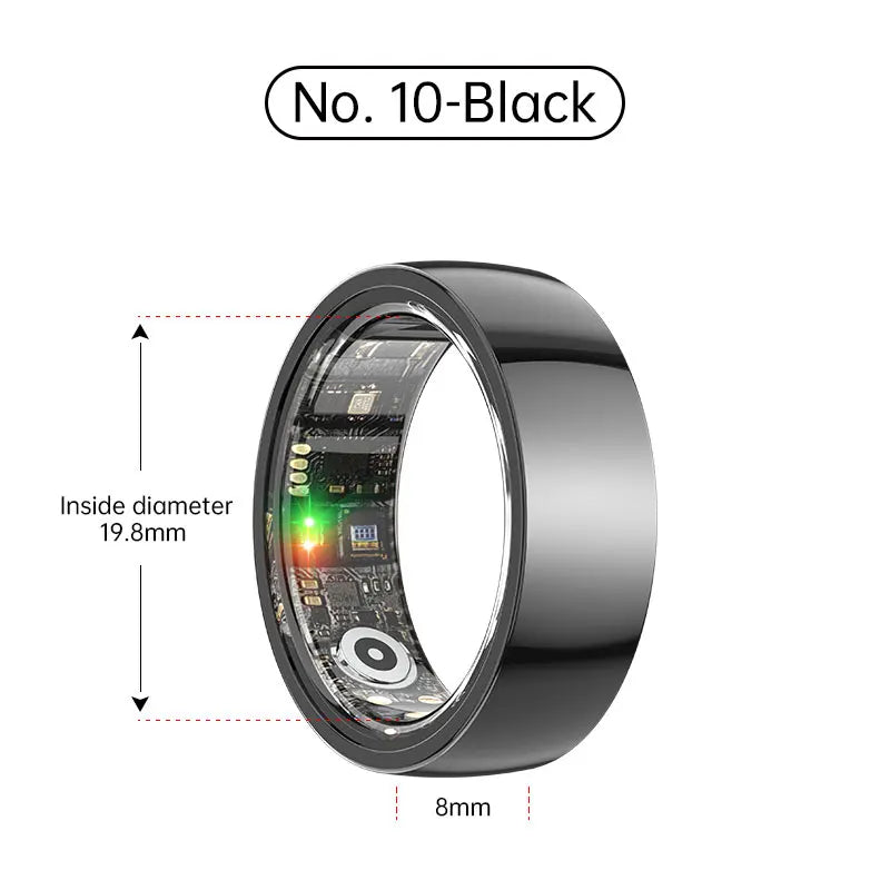 Smart Health Ring – Waterproof Fitness Tracker by Tidesmit Ceramic Black No. 10 Tidesmit