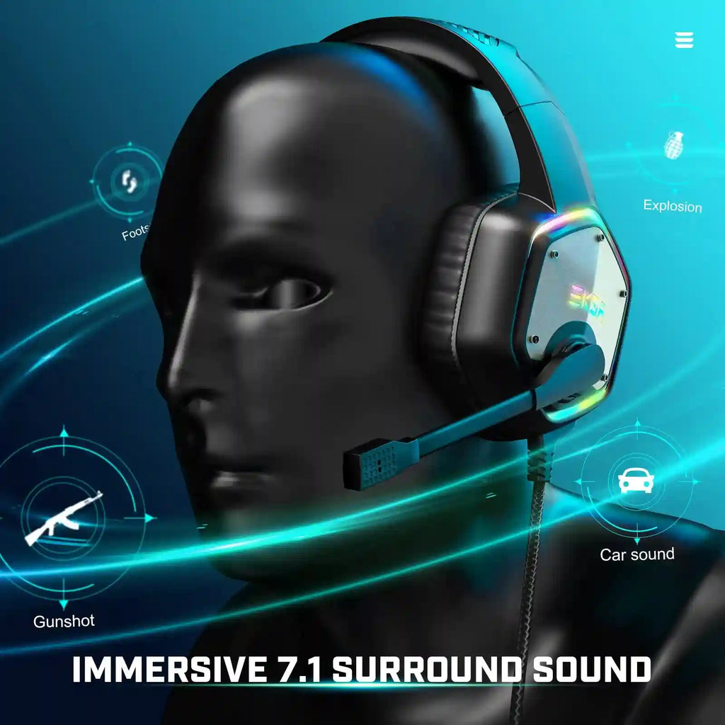 Wireless Gaming Headset with Mic - 7.1 Surround Sound for PC and PS5 Tidesmit