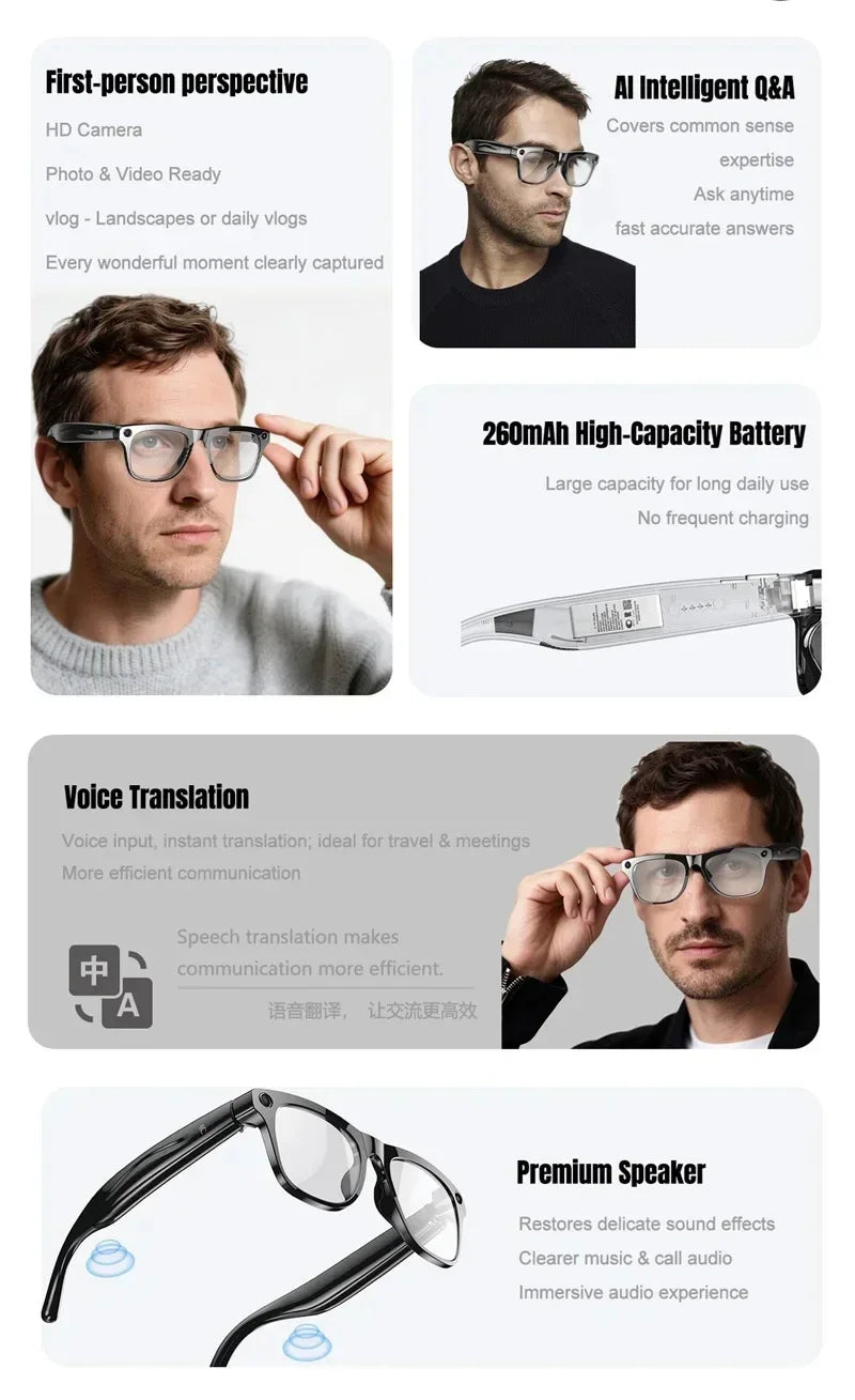 AI Smart Glasses with 8K Camera and Spatial Audio - Tidesmit Tidesmit
